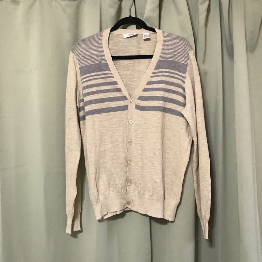 Barneys New York Linen Blend Striped Cardigan